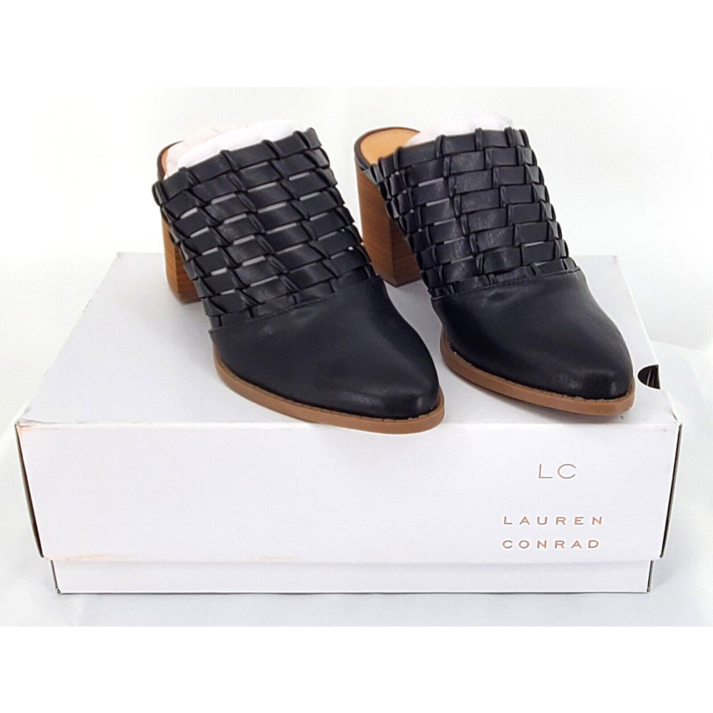 LC Lauren‎ Conrad Riverbirch Black Slip On Mules Womens Size 6 New